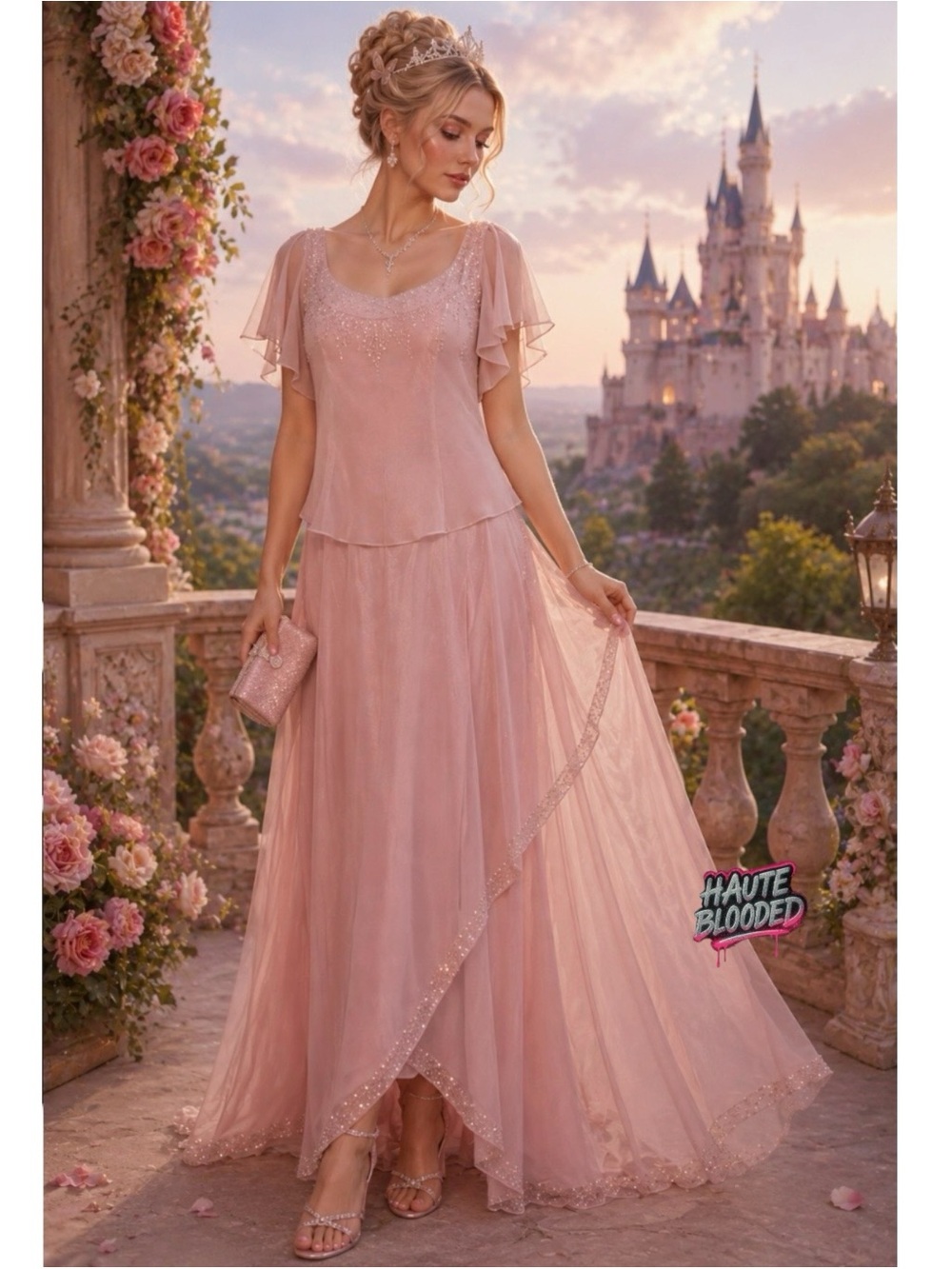 Chadwicks Dress Vintage 90's Silk Pink Beaded Fairycore Cottage Princess Y2K NWT